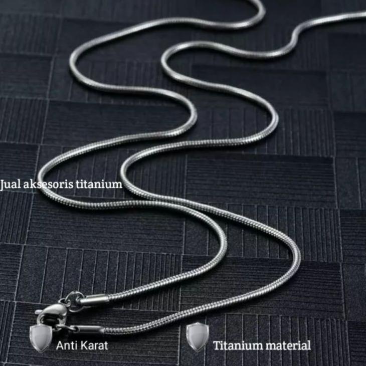 [KODE QTYRJ] Kalung Pria Wanita Titanium Bentuk Bulat Gold Emas Silver Perak Kalong Titanium Cowok A