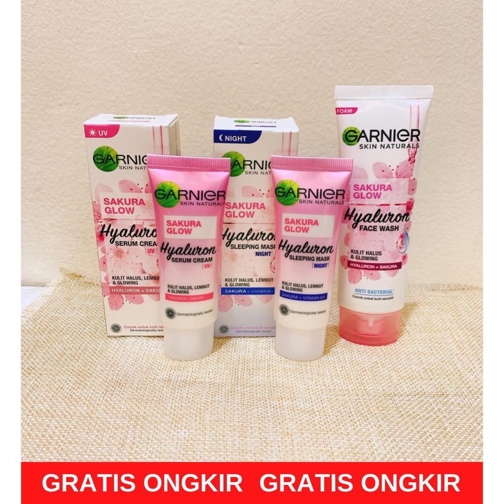 [Paket Hemat 3 Item] Garnier Sakura White Travel Kit Skin Care / Garnier Sakura Glow  Hyaluron [Kuli