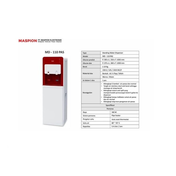 Maspion Standing Dispenser MD 110 PAS - Dispenser Galon Bawah