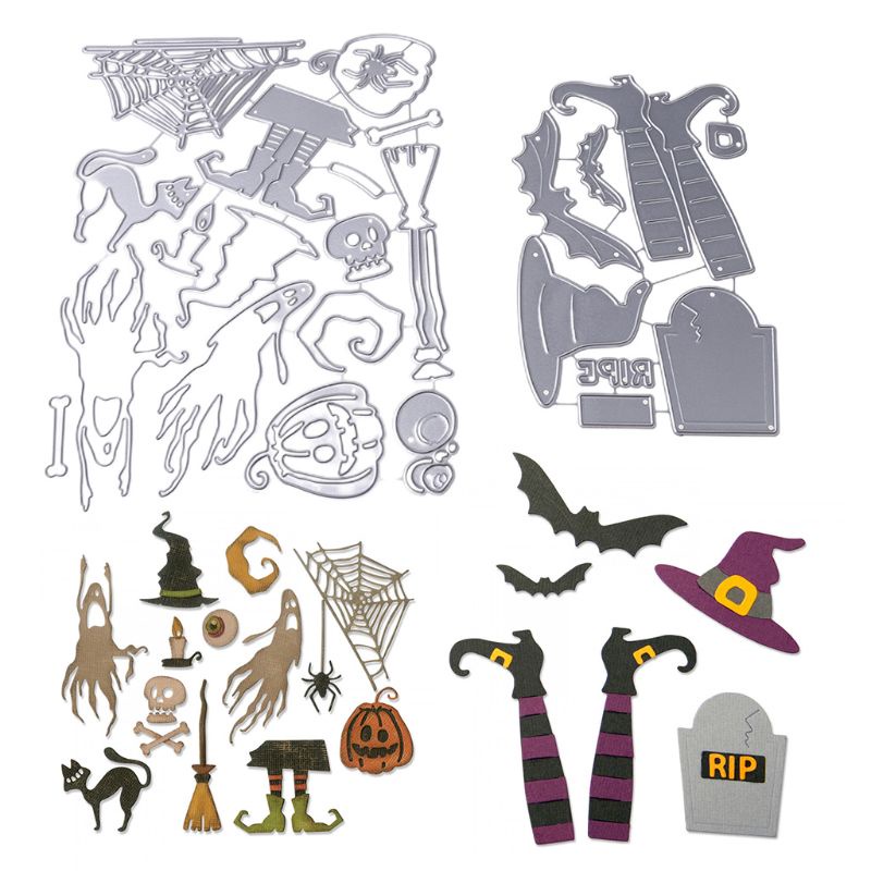 Cetakan Stensil Cutting Dies Motif Hantu Halloween Bahan Metal Untuk Scrapbook / Craft DIY