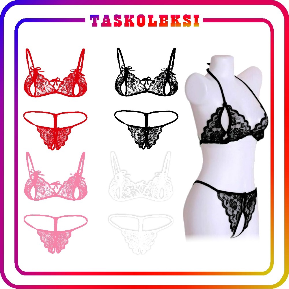 ☛TK☚ B060 Smile Pakaian Dalam Wanita Korea Fashion Set Bra Lingerie G-String Bahan Lace Women Bra sexy