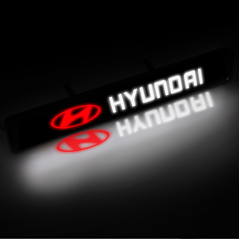 DEPAN Stiker Emblem / Badge Dengan Lampu Led Untuk Hyundai Ioniq Hybrid Elantra Tucson Reina Santa Fe Kona Accent Ix35