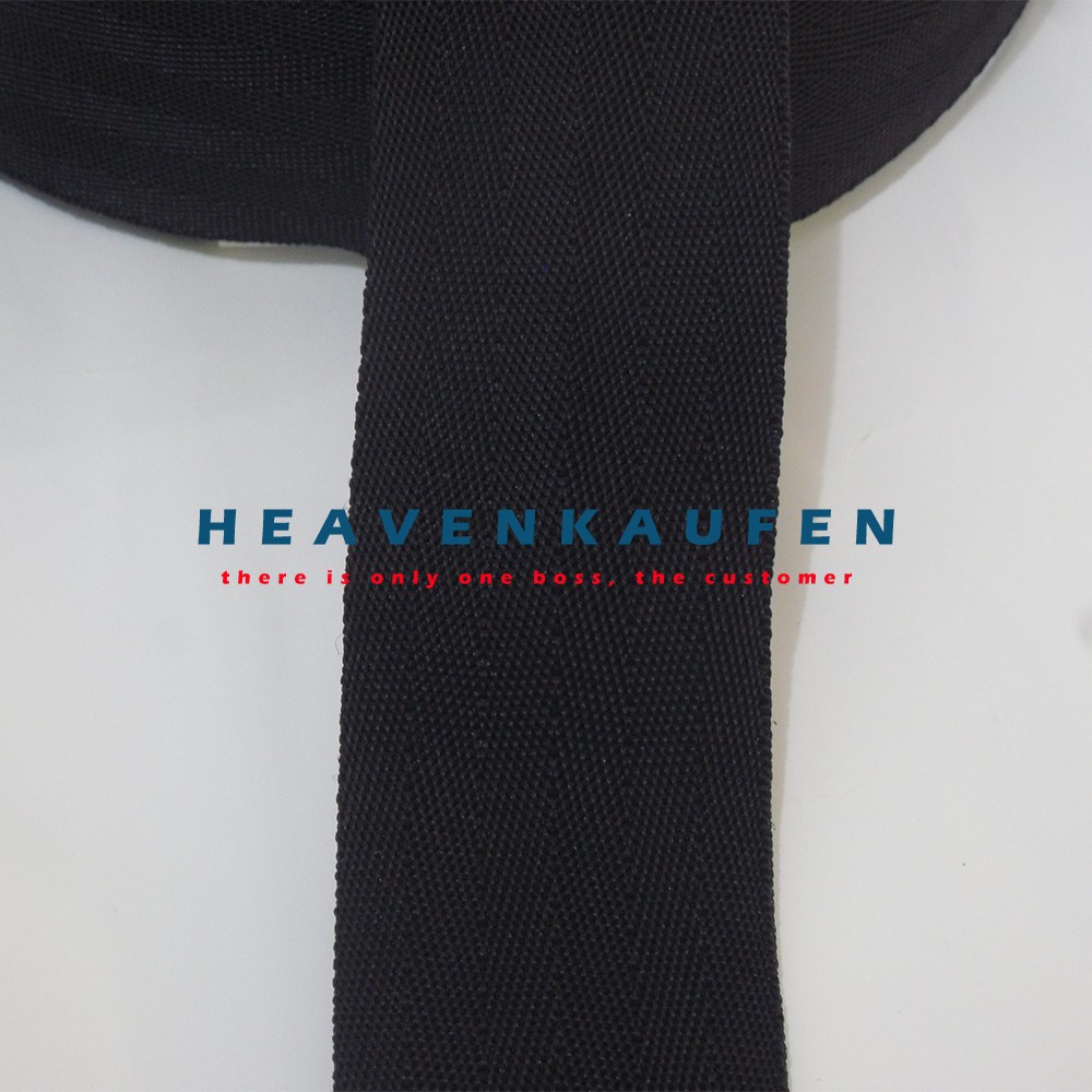 Tali Webbing 5 cm Motif Seatbelt Hitam Meteran