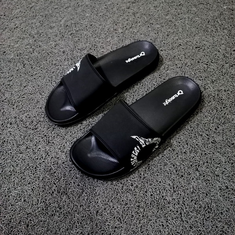 SANDAL SLOP ADIDAS DURAMO / SANDAL SELOP PRIA WANITA-Hitam putih ortus