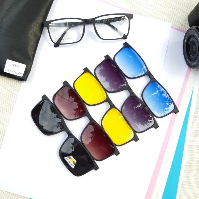 Frame Kacamata Clip On 12174 Plus 5 Lensa