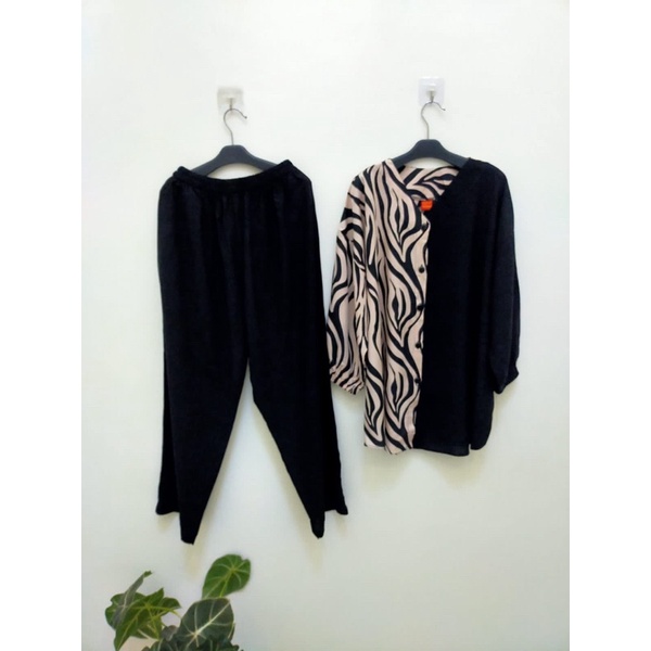 STELAN MAMA ROSA RAYON KOMBINASI ZEBRA(COD)ONE SET WANITA TERBARU/ONE SET VIRAL KEKINIAN