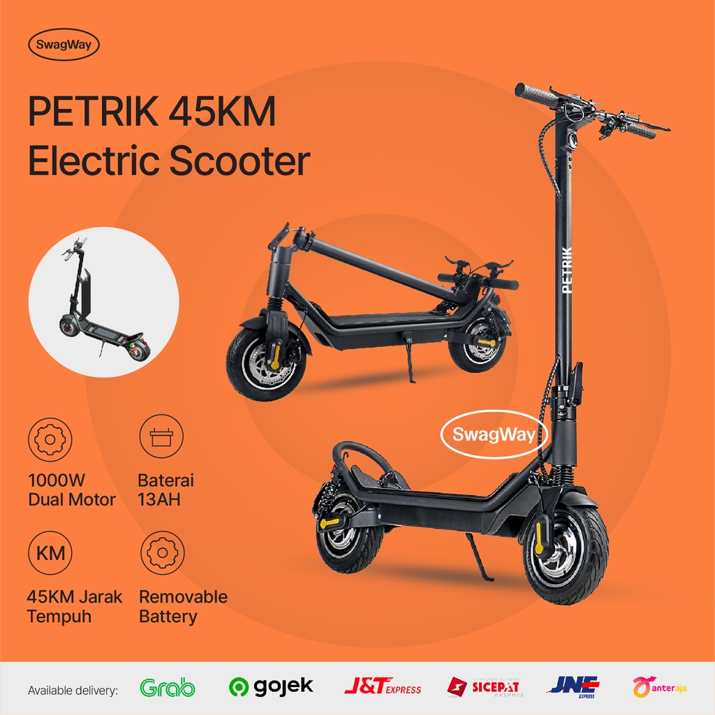 Elektrik Skuter PETRIK listrik 1000W dual motor 45KM 10inch otoped electric scooter 13A not xiaomi