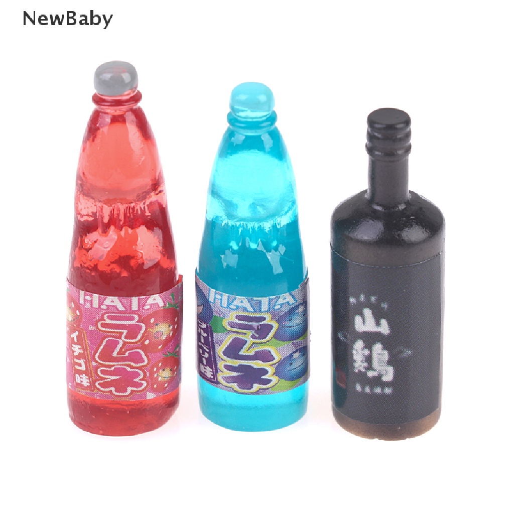 Newbaby 20Pcs / Set Mainan Miniatur Botol Minuman Skala 1: 12 1: 6 Untuk Aksesoris Dapur Rumah Boneka