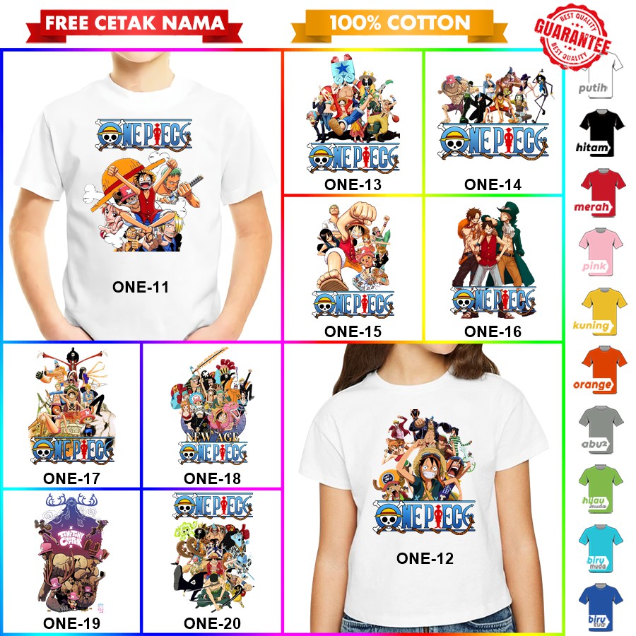 [FREE NAMA!!] Baju Kaos COUPLE  ANAK DAN DEWASA ONE PIECE BANYAK MOTIF