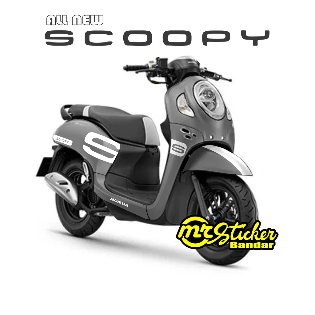 Decal Scoopy full body Dekal Sticker New Fi Baru 2021 PRESTIGE Simple Abu-abu