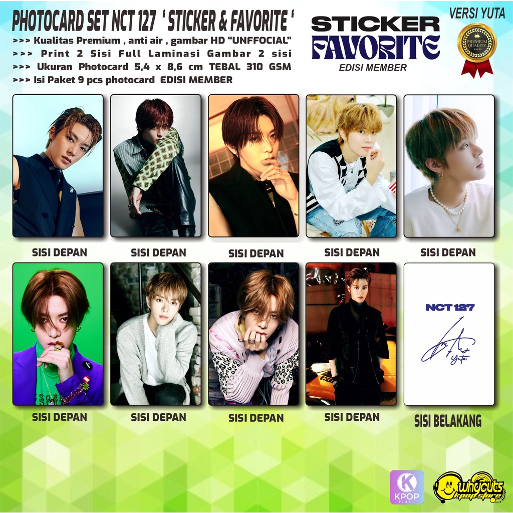 PHOTOCARD PC SET PREMIUM NCT 127 // MEMBER // FAVORITE STICKER // ISI 9 PCS // FULL LAMINASI // PRINT 2 SISI