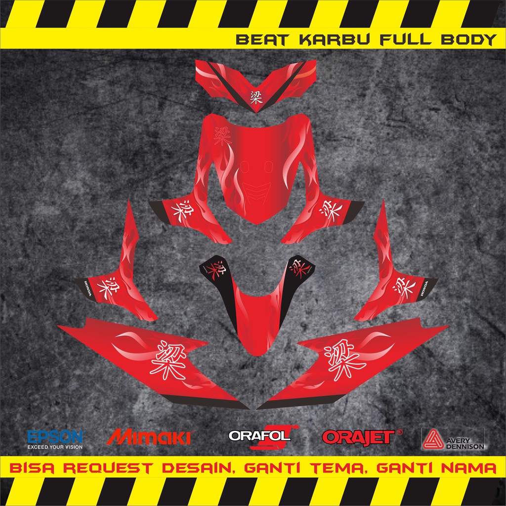 STIKER DECAL BEAT KARBU FULLBODY MERAH CHINA