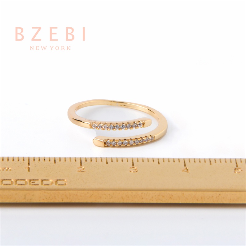 Bzebi Cincin Lapis Emas 18k Adjustable Hias Berlian Imitasi Untuk Wanita 777r