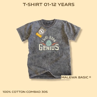 Malewa Basic Baju Kaos Anak Washet Laki Laki / Perempuan Unisex Umur 1-12 Tahun Bahan Cotton 30S