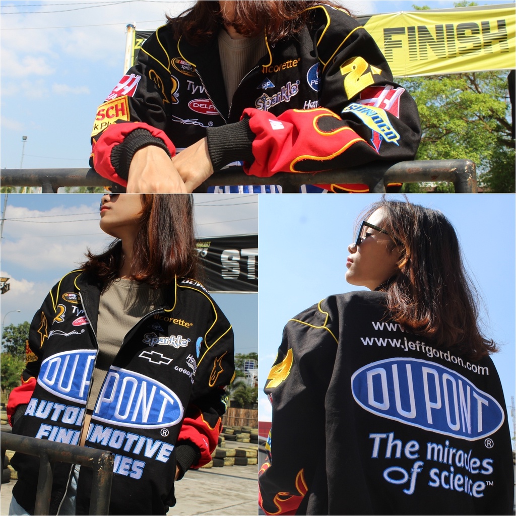 NASCAR JACKET DUPONT BLACK FLAMES VINTAGE ALPINESTARS RACING JEEF GORDON CHASE AUTHENTICS ORIGINAL F