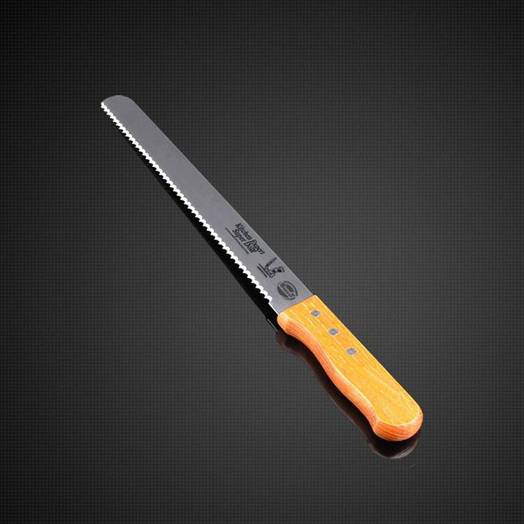 Kitchen expert cake bread knife / pisau roti / kue gagang kayu 10 inch super doll kitchen knife / bread knife / pisau kue roti gerigi kecil