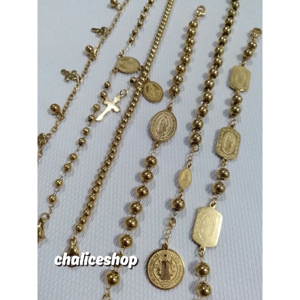GELANG SALIB MARIA MEDALI WASIAT, MARIA GUADALUPE - GOLD TITANIUM / STAINLESS STELL