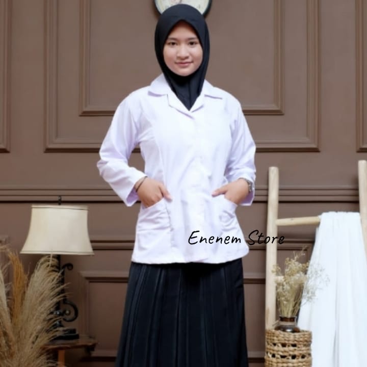 Seragam Dinas Putih PDH Wanita Baju Putih PNS/ASN, Baju Putih Guru, Baju PPL, PDH, Perawat, Bidan