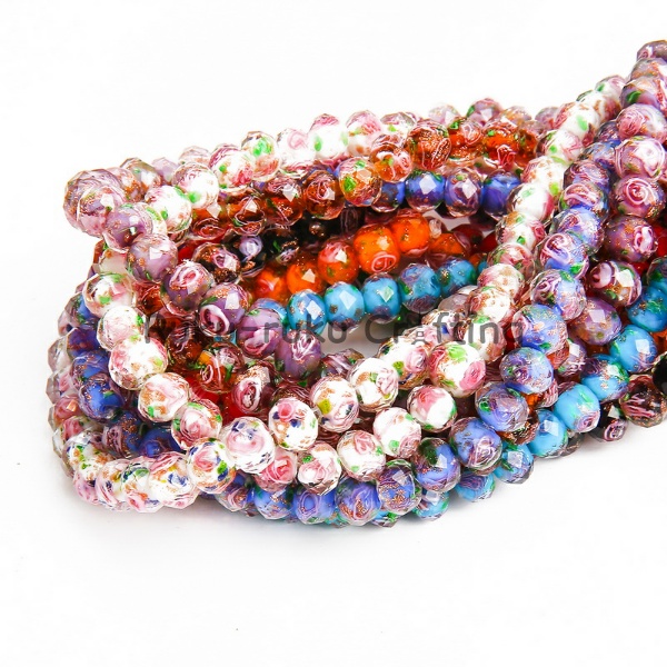 Bahan Gelang Manik Kristal Ceko Murano Lampwork Glass beads Rose Batu Ceko Murano