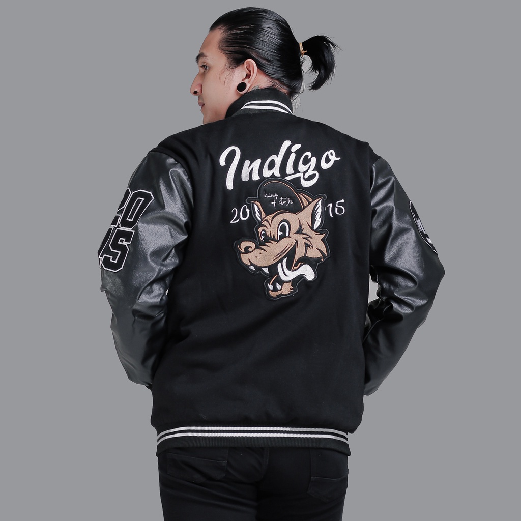 JAKET BASEBALL VARSITY FULL BORDIR BRANDED INDIGO