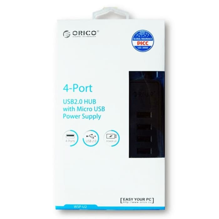 ORICO W5P-U2-30 4 Port USB 2.0 HUB with Micro USB POWER ADAPTER