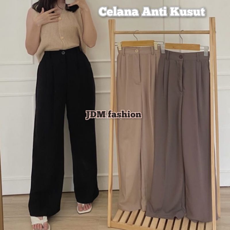 JdM Fashion Pants Trousers Wanita - Celana Anti Kusut - Celana Kulot Wanita - Celana Kantor Formal / Ct 4367