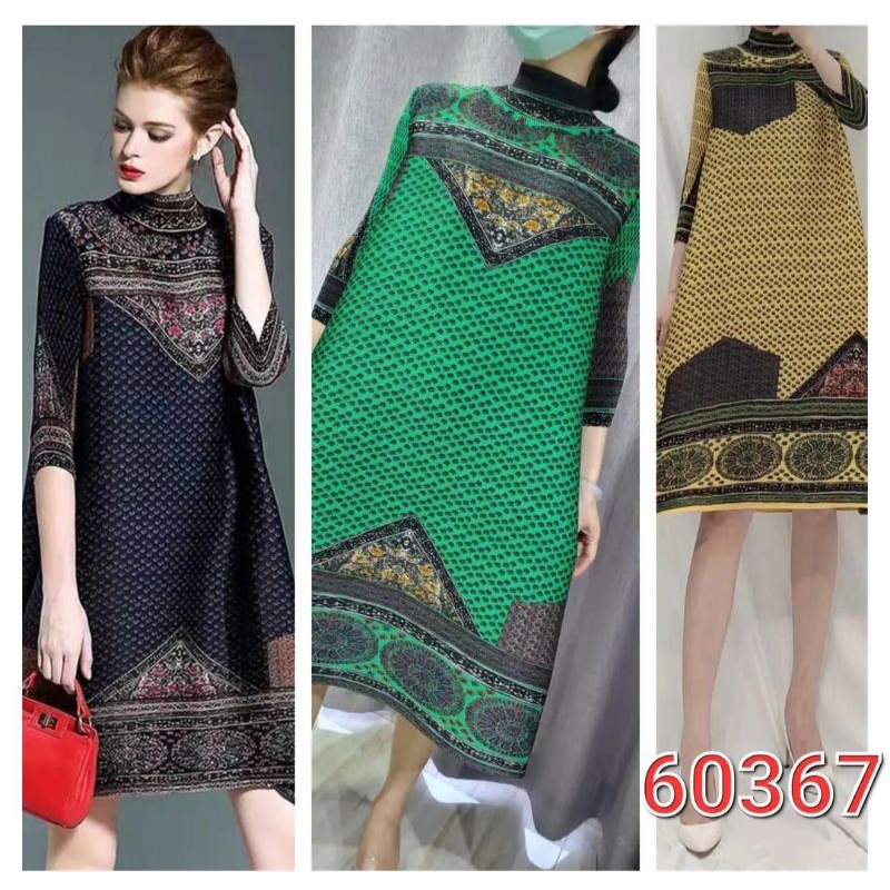 dress plisket turun naik/ dress plisket motif / dress plisket membal/ dress plisket premium bangkok