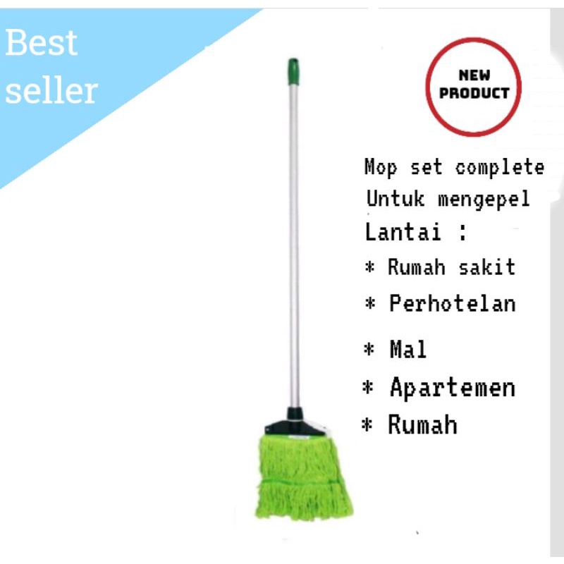 Kain pel mop set import warna hijau