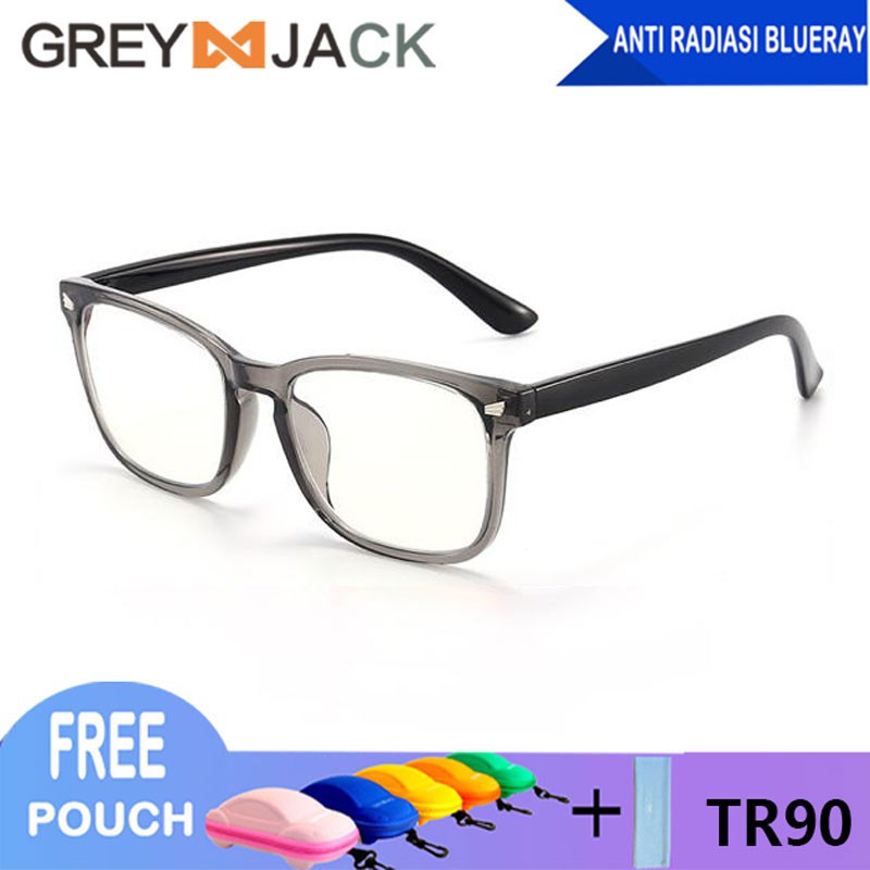 Grey Jack Kacamata Anak Remaja Lensa Anti Radiasi Blueray Komputer HP TV Fashion Anak Perempuan dan Laki-laki 8297-C34grey