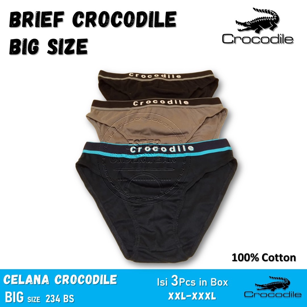 Celana Dalam Pria CROCODILE BIG SIZE CR 234BS Isi 3Pcs in Box