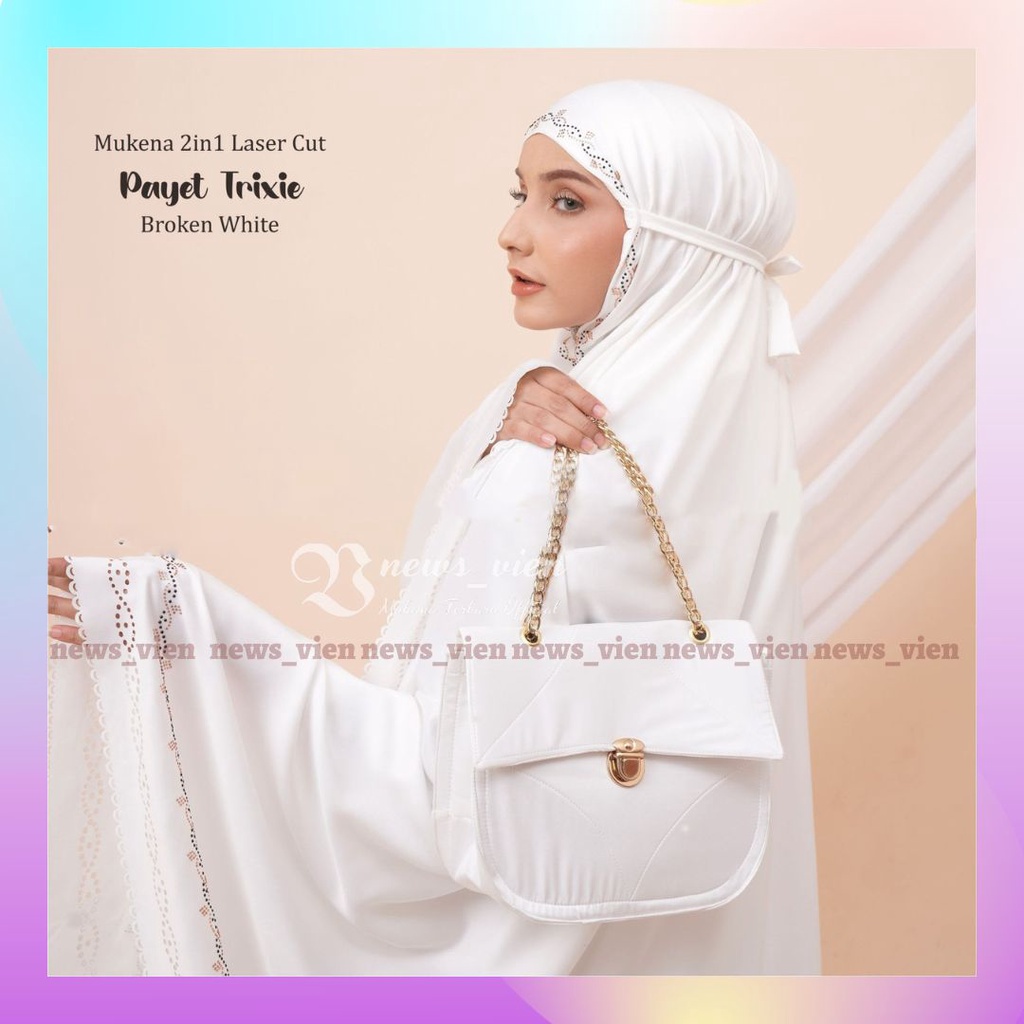 Mukena terbaru official - mukena dewasa adem 2in 1terbaru satin silk polos warna putih hitam lavende