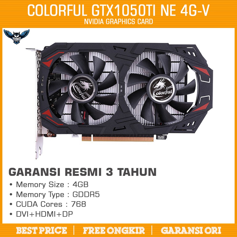 COLORFUL GTX 1050 Ti NE 4G-V 4GB DDR5 VGA CARD NVIDIA GEFORCE 1050Ti