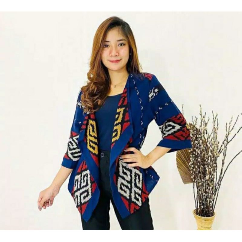 blazer tenun motif toraja navy C1 + free masker