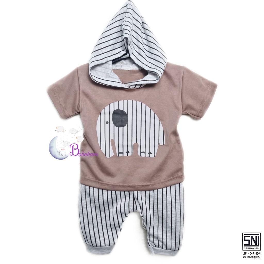 BAJU BAYI BOBOBAM GAJAH HOODIE SETELAN ANAK LAKI-LAKI / SETELAN ANAK HARGA GROSIR