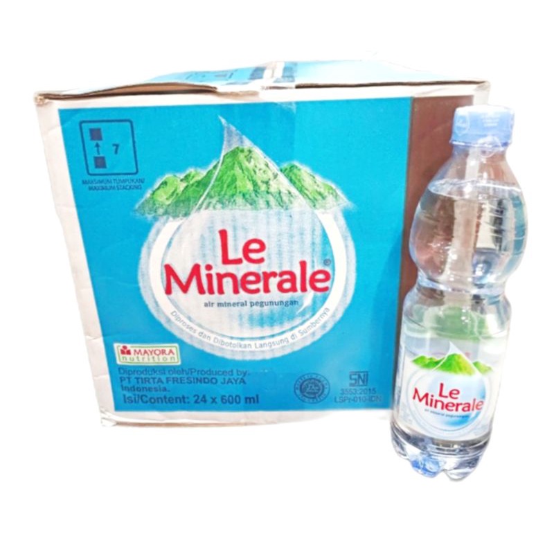 

LE MINERALE AIR MINUM KEMASAN 600ML 1DUS ISI 24BOTOL / LEMINERALE 600 ML