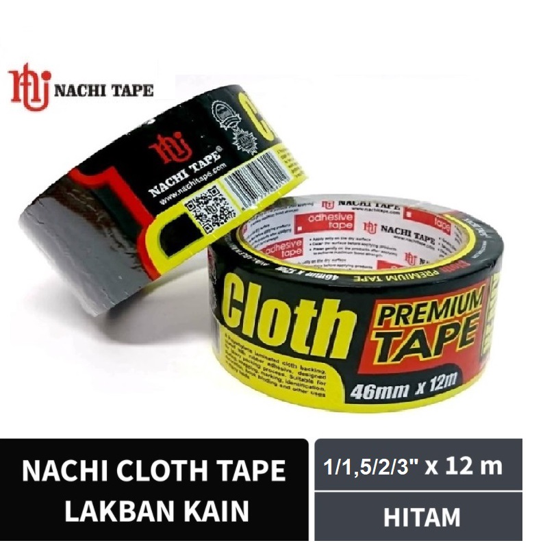 

CLOTH TAPE LAKBAN KAIN LINEN HITAM NACHI 1 / 1,5 / 2 / 3 inch X 12 meter Plakban Selotip Isolasi Solasi Jilid Premium Tape Stationery