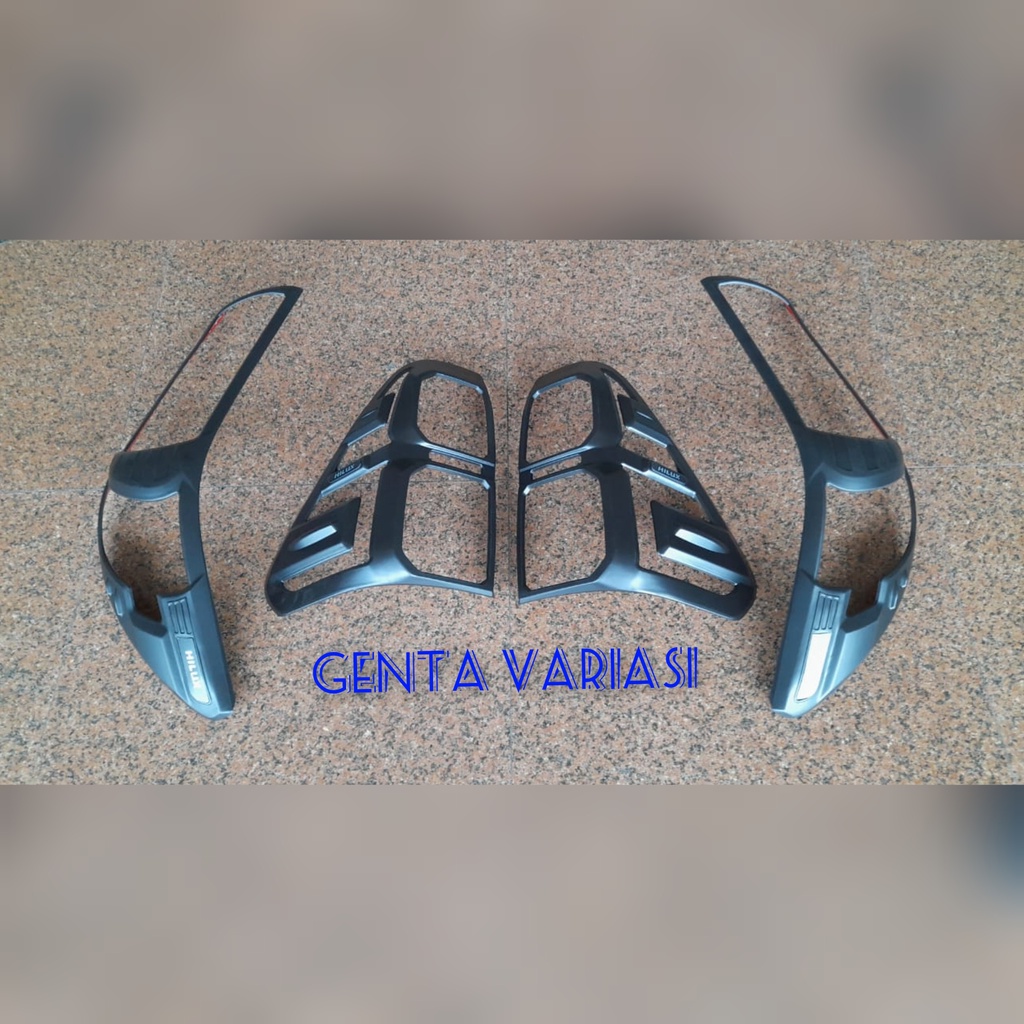 Paketan Garnish Lampu Depan Belakang Toyota Hilux 2016 Hitam