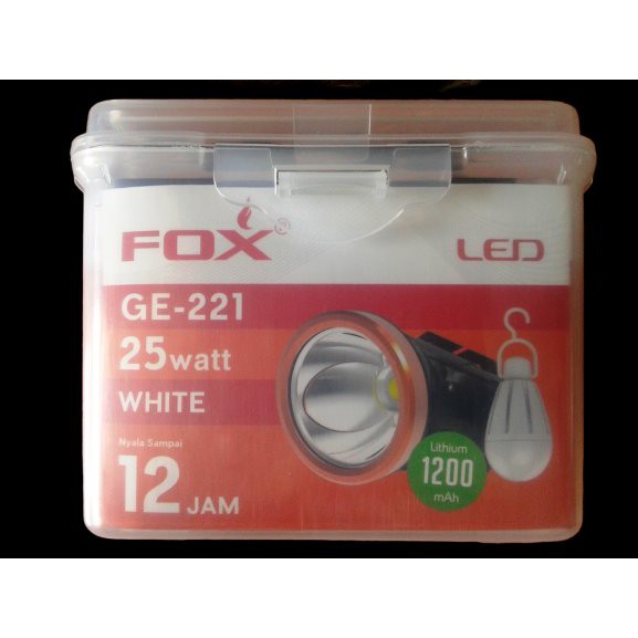 Senter kepala fox 211 25 watt putih ge-221 senter kepala terang jarak jauh tahan 12 jam