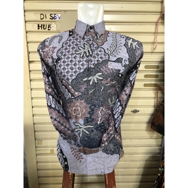 UL baju Batik Pria Lengan Panjang lapisan furing hero,Warna ungu,warna lilac,Batik Premium,Batik Modern,Batik Jumbo,Batik Solo,Batik Kantoran