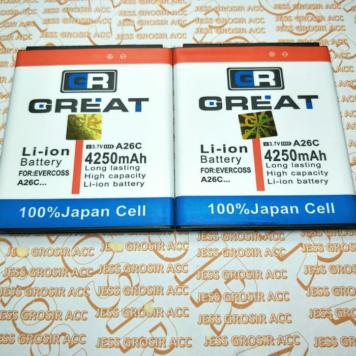 Baterai Battery Batre GREAT Double Power IC Protection EVERCOSS CROSS A26C