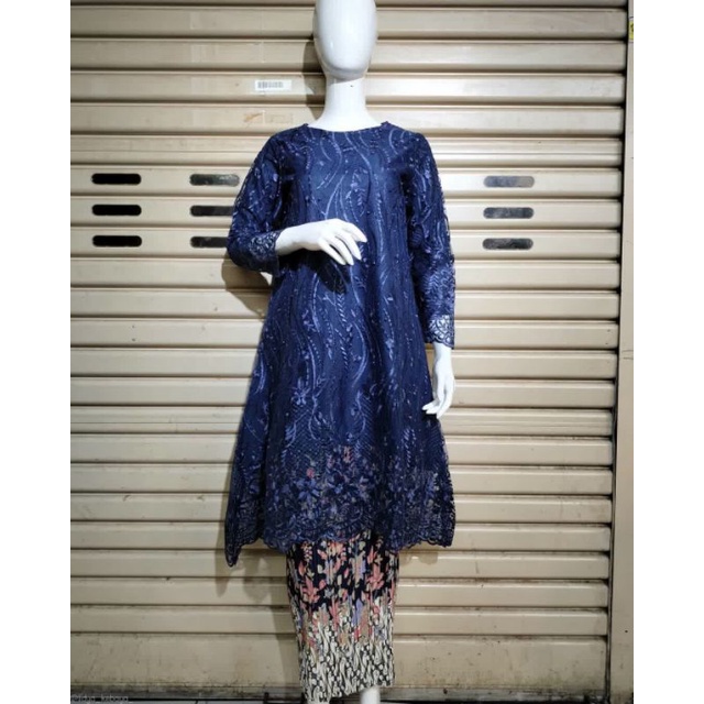 Setelan Kebaya Tunik Jumbo Ld 130 Bahan Full Tulle Mutiara Premium Tebel