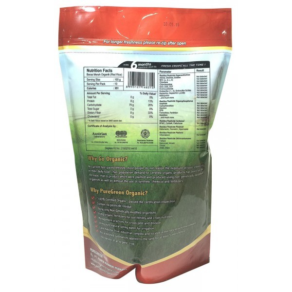 

978Eq10W Pure Green Beras Organik 1Kg - Merah WQ12