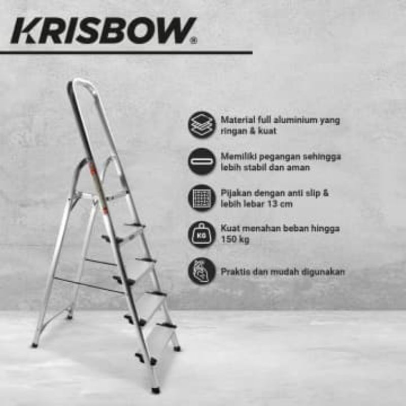 Tangga Lipat Aluminium 5 Wide Step - Krisbow Original100%