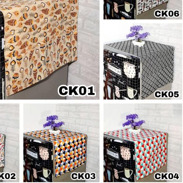 ☚ Cover Sarung Tutup Tempat kulkas 1 & 2 Pintu Motif Minimalis Karakter Bunga Abstrak ✻