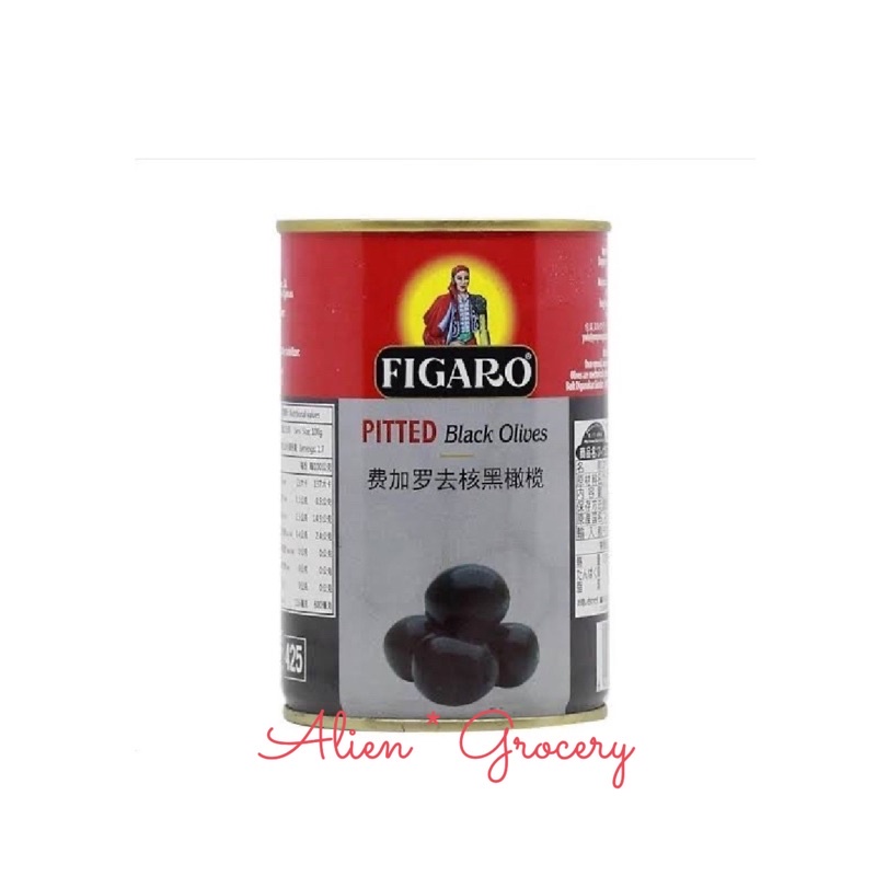 Figaro Pitted Black Olives Kaleng 400gr