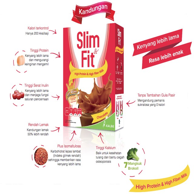 Slim &amp; Fit Nutrisi Diet Pengganti Makan coklat | vanilla  (kemasan dus isi 6 sachet)