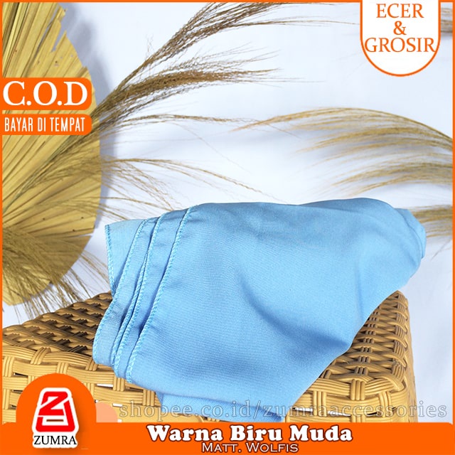 Pashmina Wolfis Super Jumbo 200 x 100 cm Pasmina Woolpeach Syari Premium Ala Malay Exclusive-BiruMuda