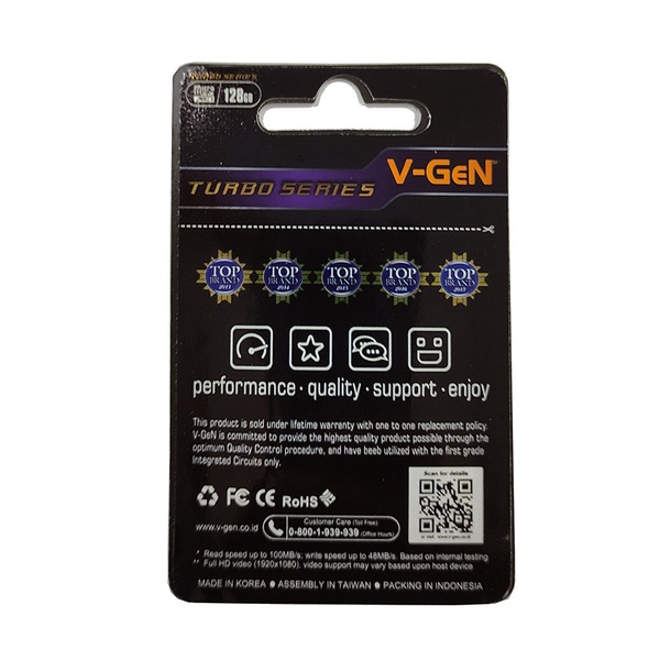 Micro SD V-GeN Turbo 128GB 100MB/S Micro SD Memory Card VGEN