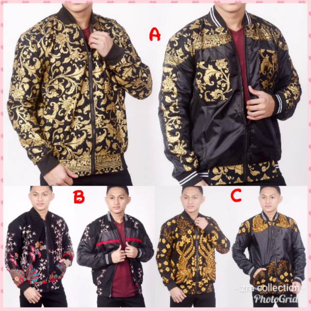 Jaket batik parasut bolak balik.allsize fit to XL.batik Pekalongan.prada bakung kipas cendrawasih