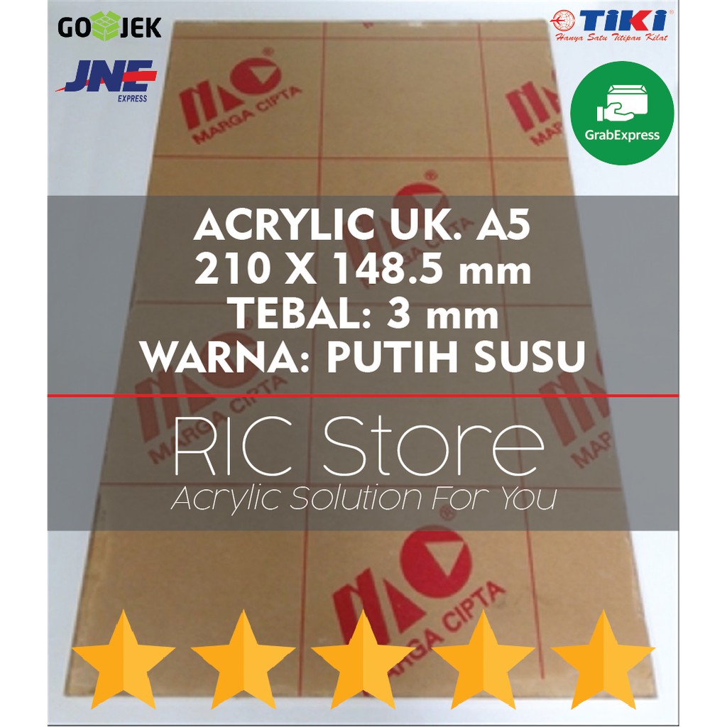 

Acrylic / Akrilik Lembaran Uk. A5 Tebal 3mm PUTIH SUSU
